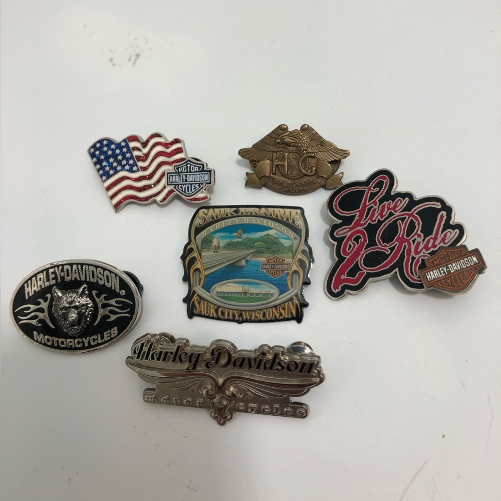 Lot of 6 Vintage Harley-Davidson Motorcycle Lapel Pins Daytona